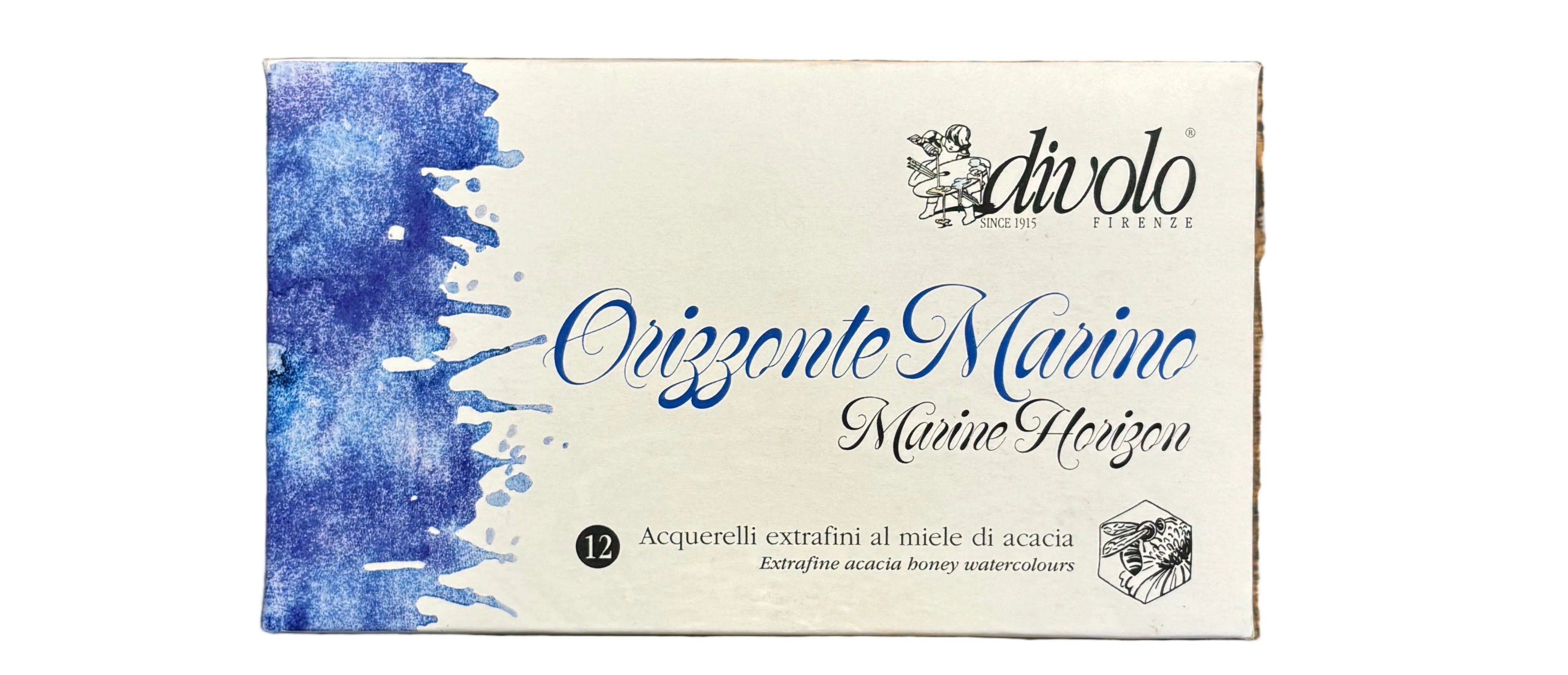 AQ12-ORIZZONTE MARINO COFANETTO IN METALLO DA 12 ACQUERELLI EXTRAFINI AL MIELE DI ACACIA 1/2 GODET + 1 PENNELLO (Copia)