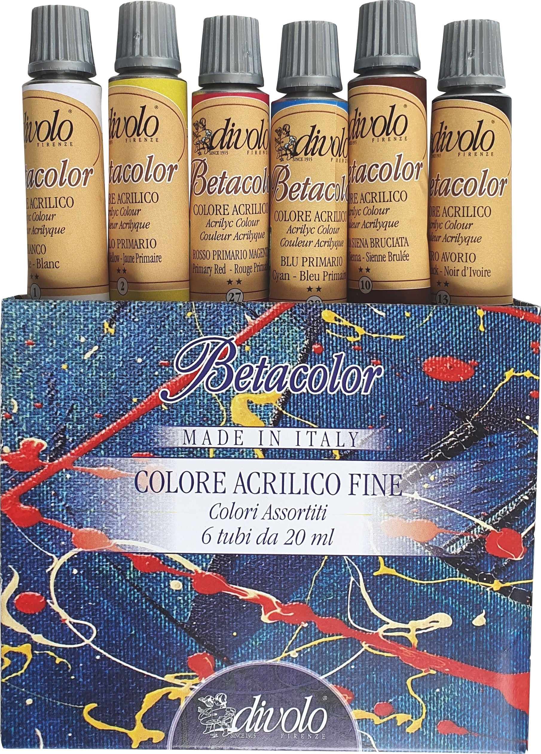 Confezione di 6 colori acrilici Betacolor