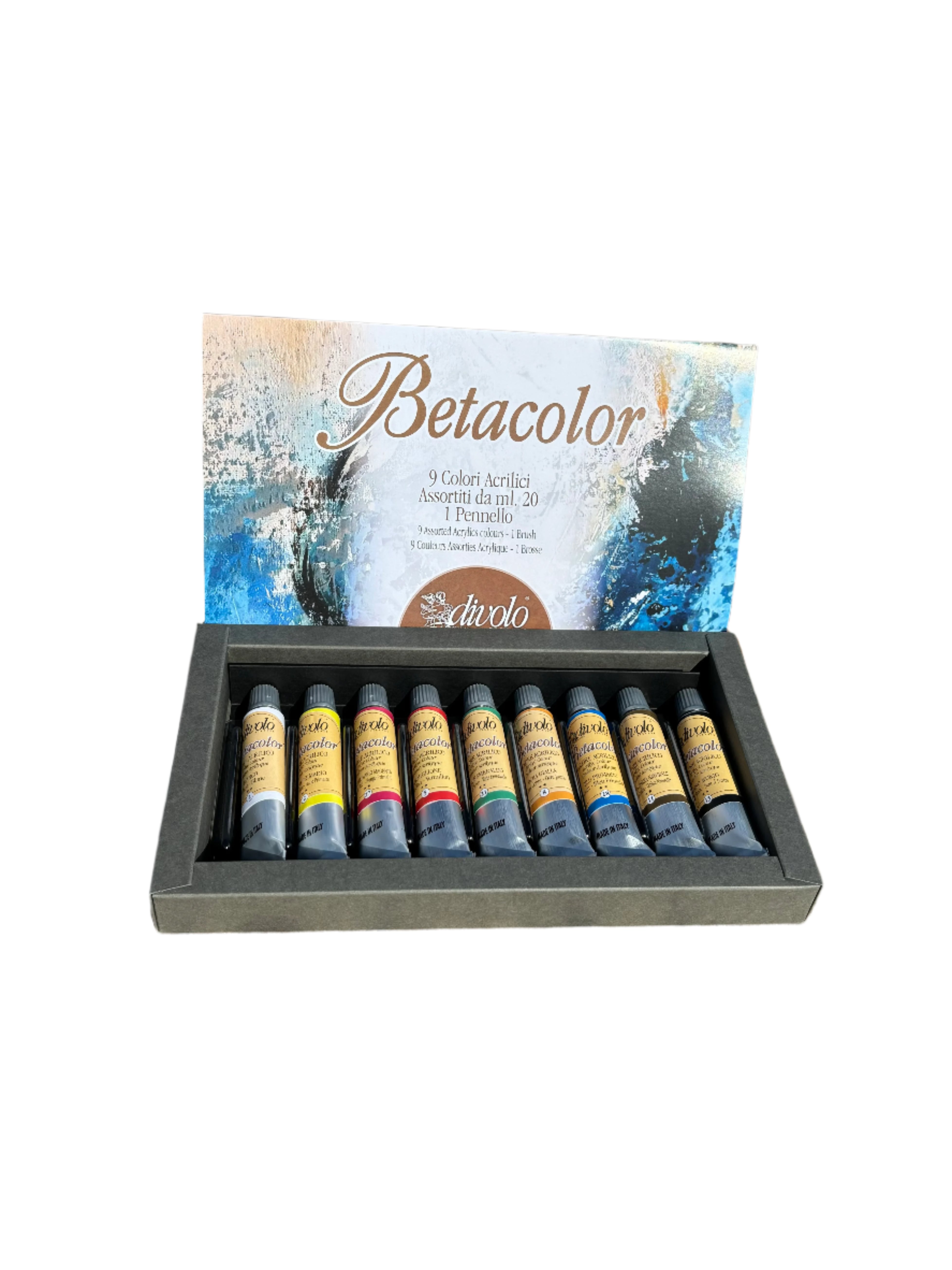 Cofanetto di 9 colori acrilici Betacolor