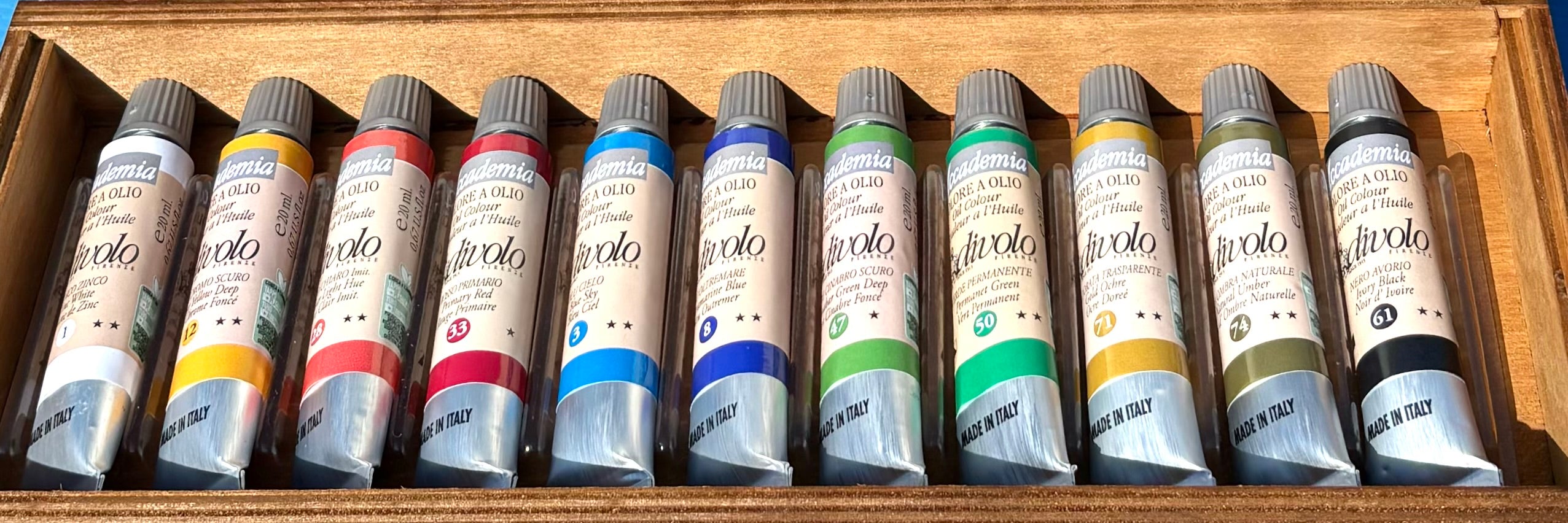 Cassetta completa di 11 colori a olio Accademia
