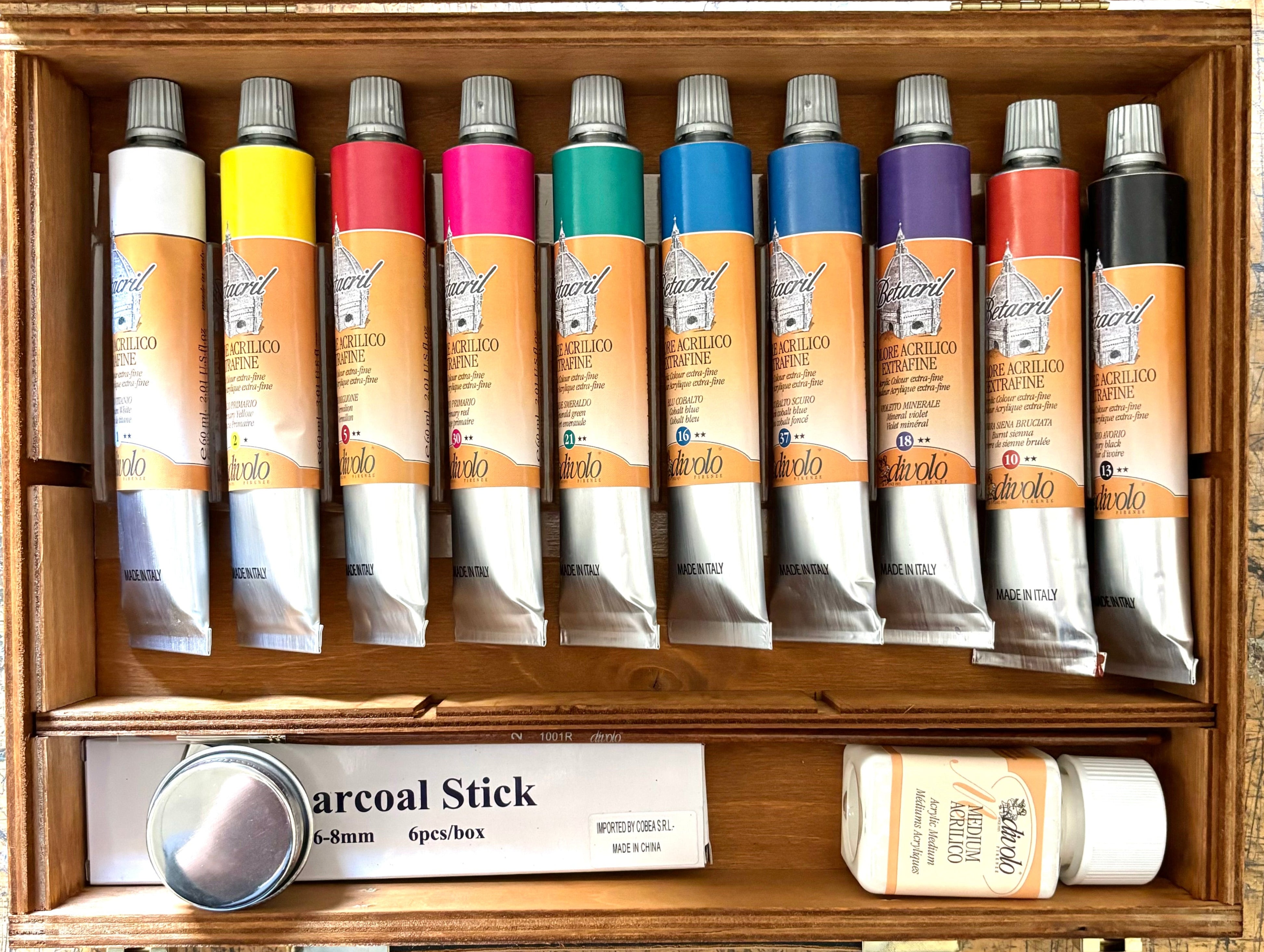 Cassetta completa di 10 colori Acrilici Betacril