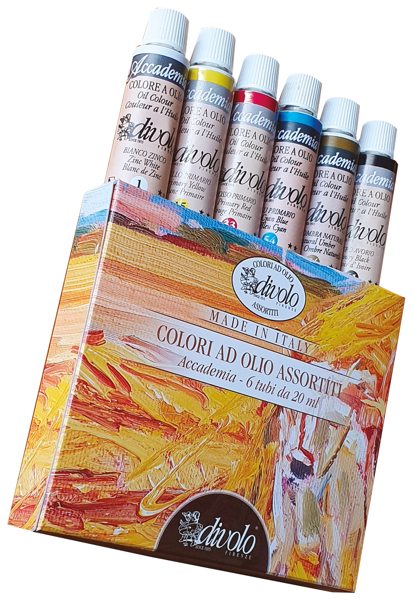 Confezione di 6 colori ad olio Accademia