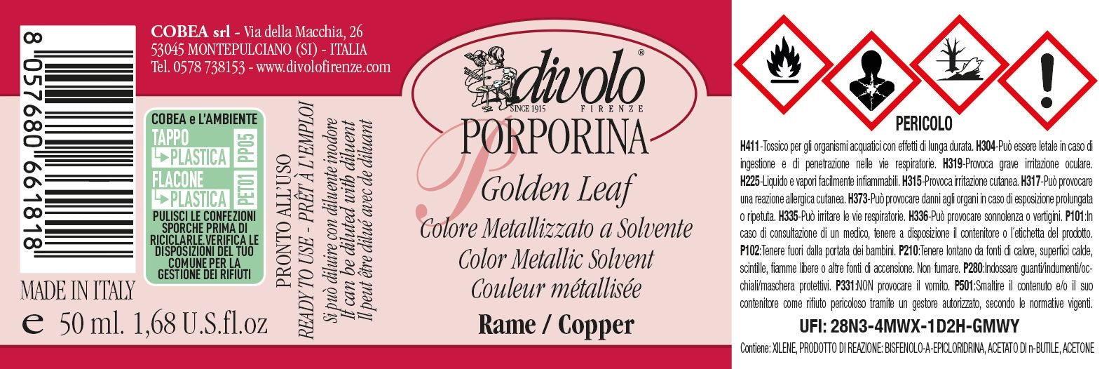 Porporine Golden Leaf Rame