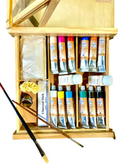 Cassetta cavalletto completa di colori acrilici Betacril e strumenti per pittura