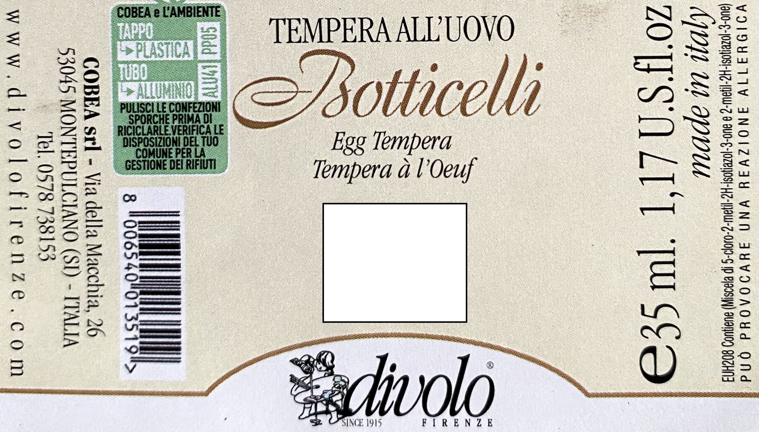 Tempera all'uovo Botticelli N.19 Sangue di drago