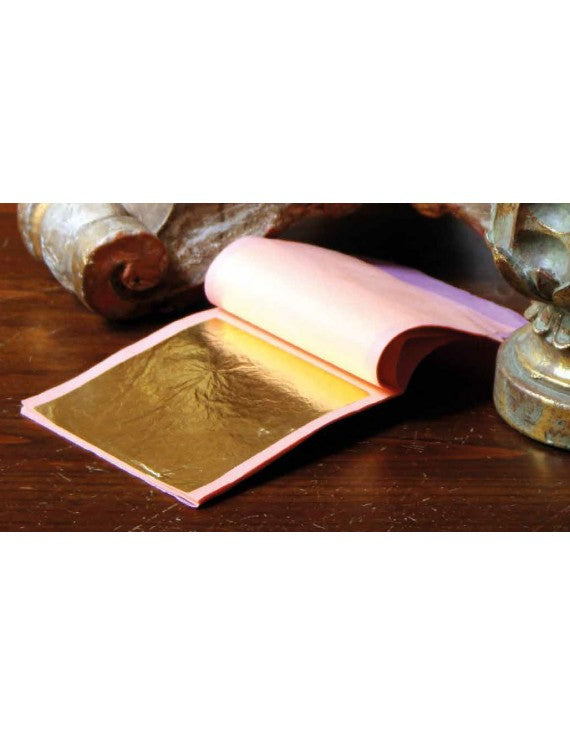 FOGLIA ORO VERO 23 CARATI e 3/4 cm.8x8 libretto da 25 fogli