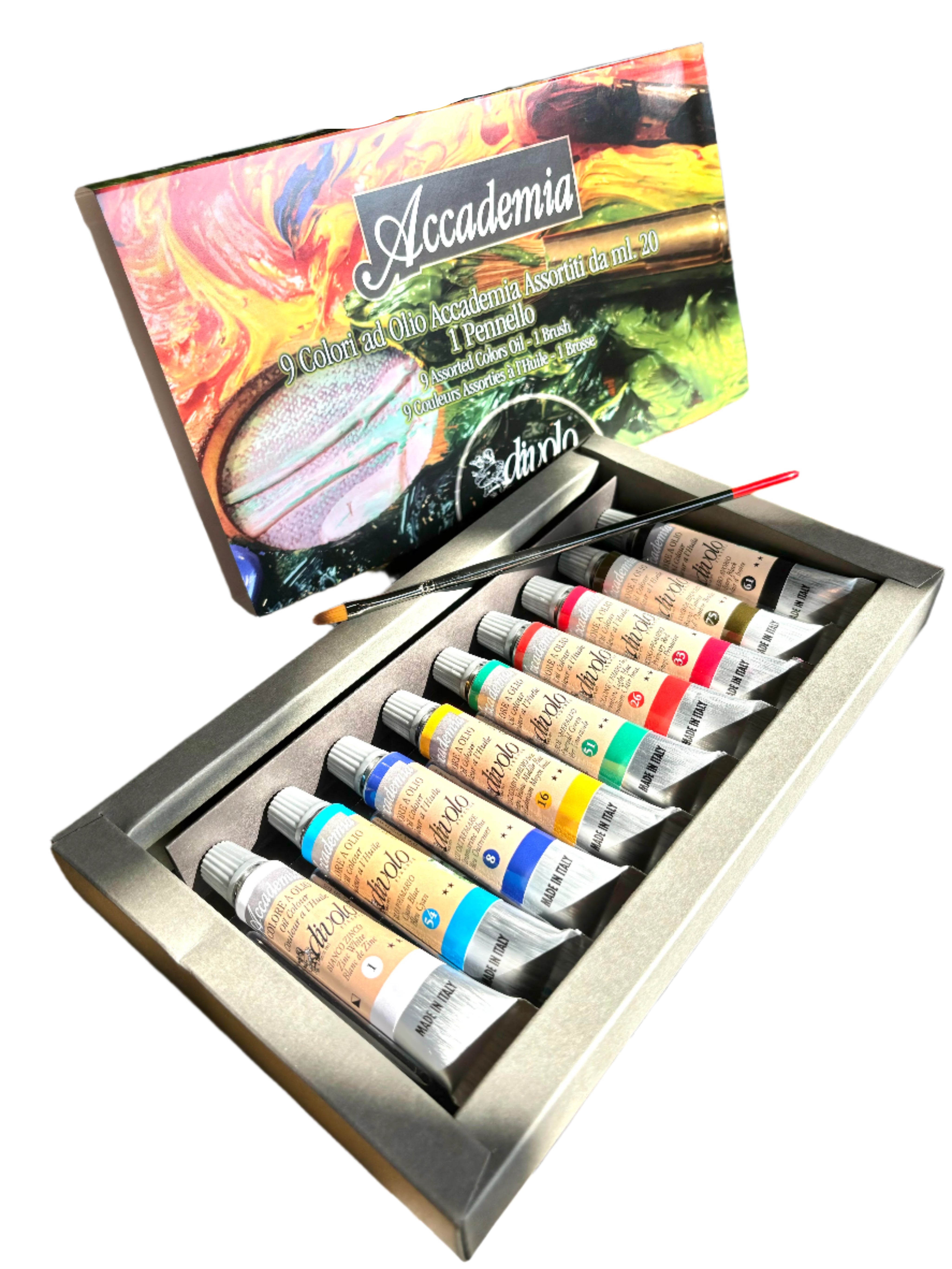 Cofanetto di 9 colori ad olio Accademia