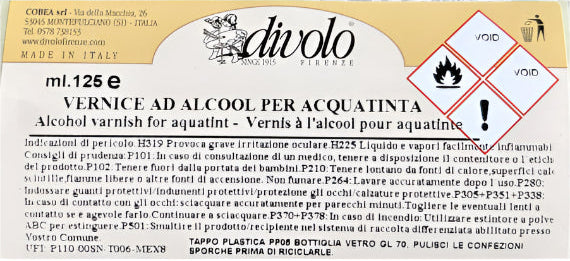 VERNICE AD ALCOOL PER ACQUATINTA